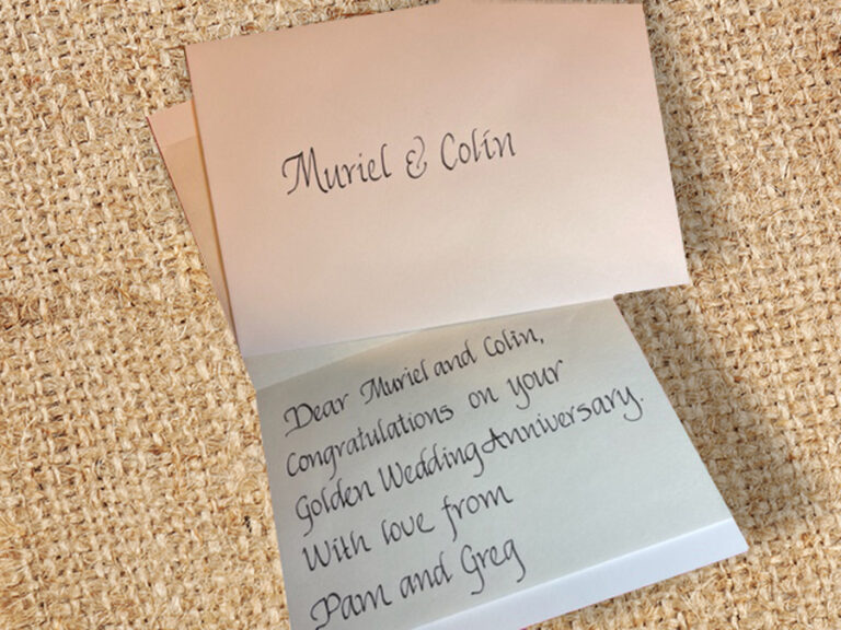 Wedding Anniversary card written in calligraphy
