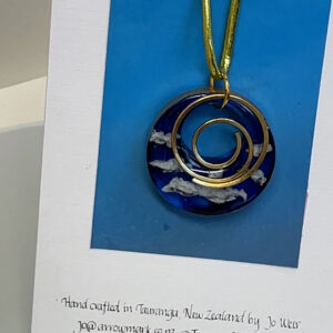 Pendant: blue resin with fluffy white clouds
