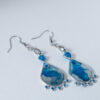 Tauranga Jewellery: Hand made earrings featuring blue and silver inks and resin set in silver coloured bezels