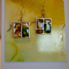 Tauranga Jewellery: Hand made earrings crafted from green and gold ink and resin set in gold metal window bezels.