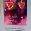 Tauranga Jewellery: Hand made earrings featuring red and gold inks and resin set in gold coloured heart shaped bezels