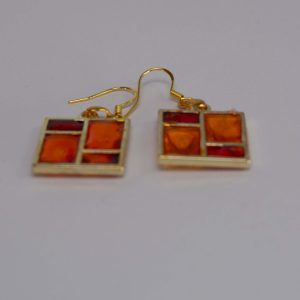 Orange, red and yellow window earrings