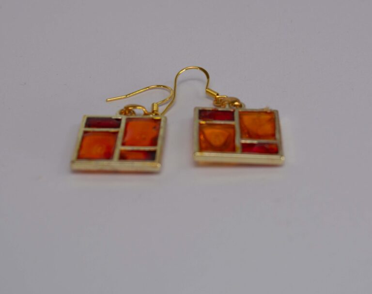 Orange, red and yellow window earrings