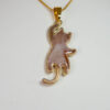 Cream, gold and brown cat pendant. Double sided. Cat jewellery.