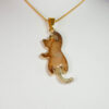 Cream, gold and brown cat pendant. Double sided. Cat jewellery.