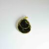 Hand crafted tear drop shaped pendant made from gold and black inks, set in a gold bezel and finished with shiny resin. Double sided.