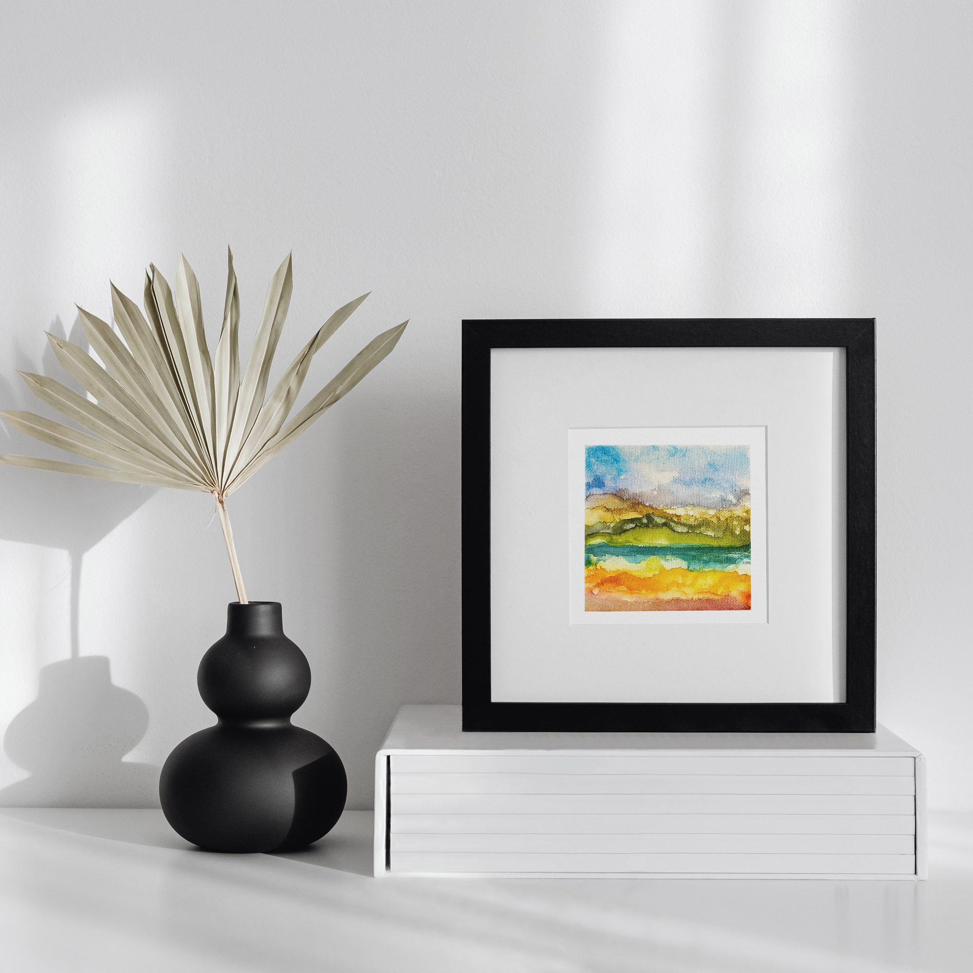 New Zealand art landscape original art mockup framed