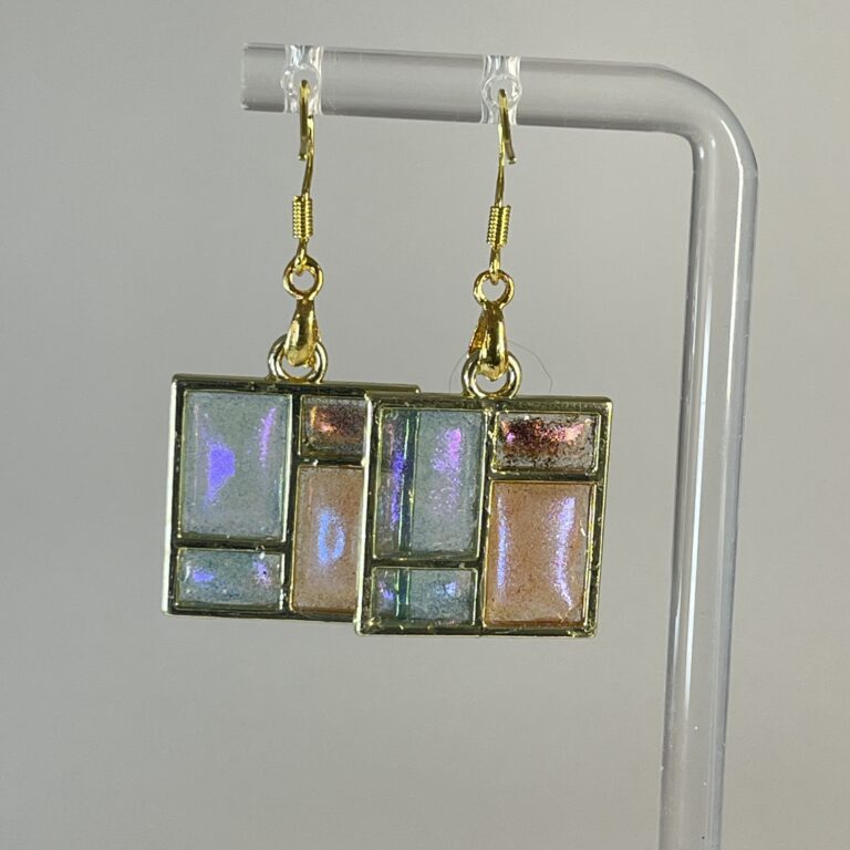 Sparkly pastel and gold window earrings