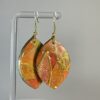 Hand made earrings in gold, green, purple and orange
