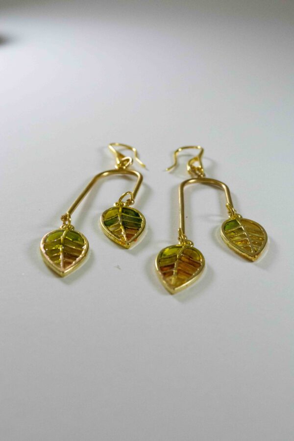 Double leaf dangle earrings