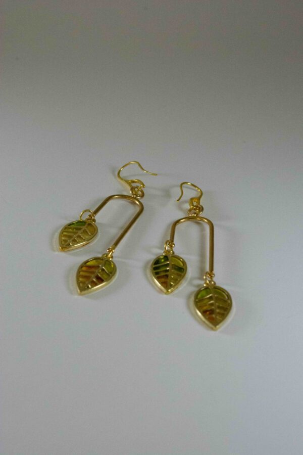 Double leaf dangle earrings