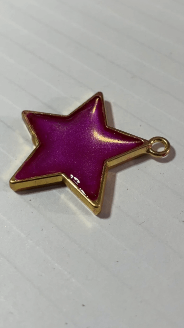 Hand made pink star pendant, double sided