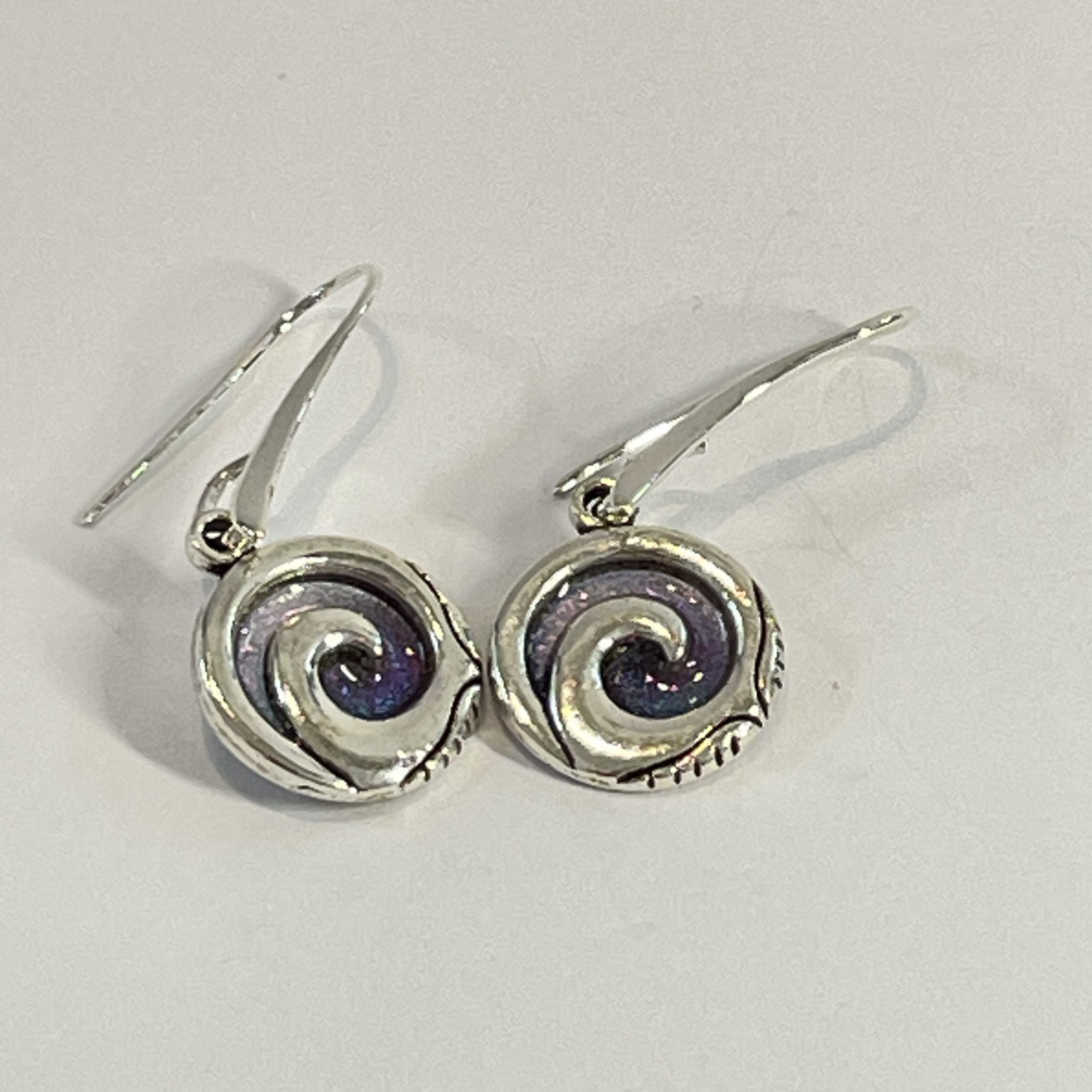 Orange-pink chameleon spiral hand made earrings in NZ” from Bulk EditSilvery red spiral hand made earrings in NZ SS925 hooks