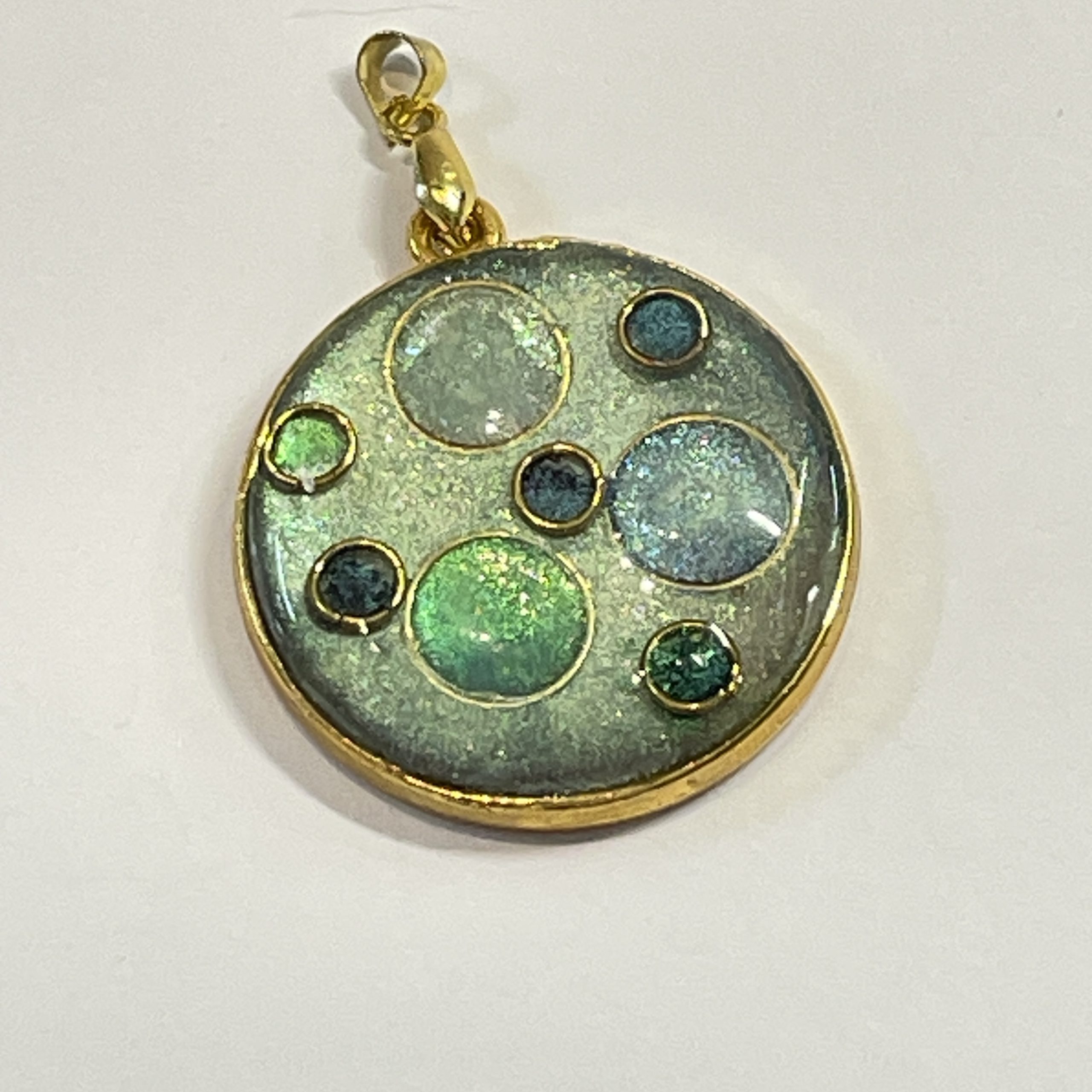 Multi cell green bubble pendant NZ hand made jewllery