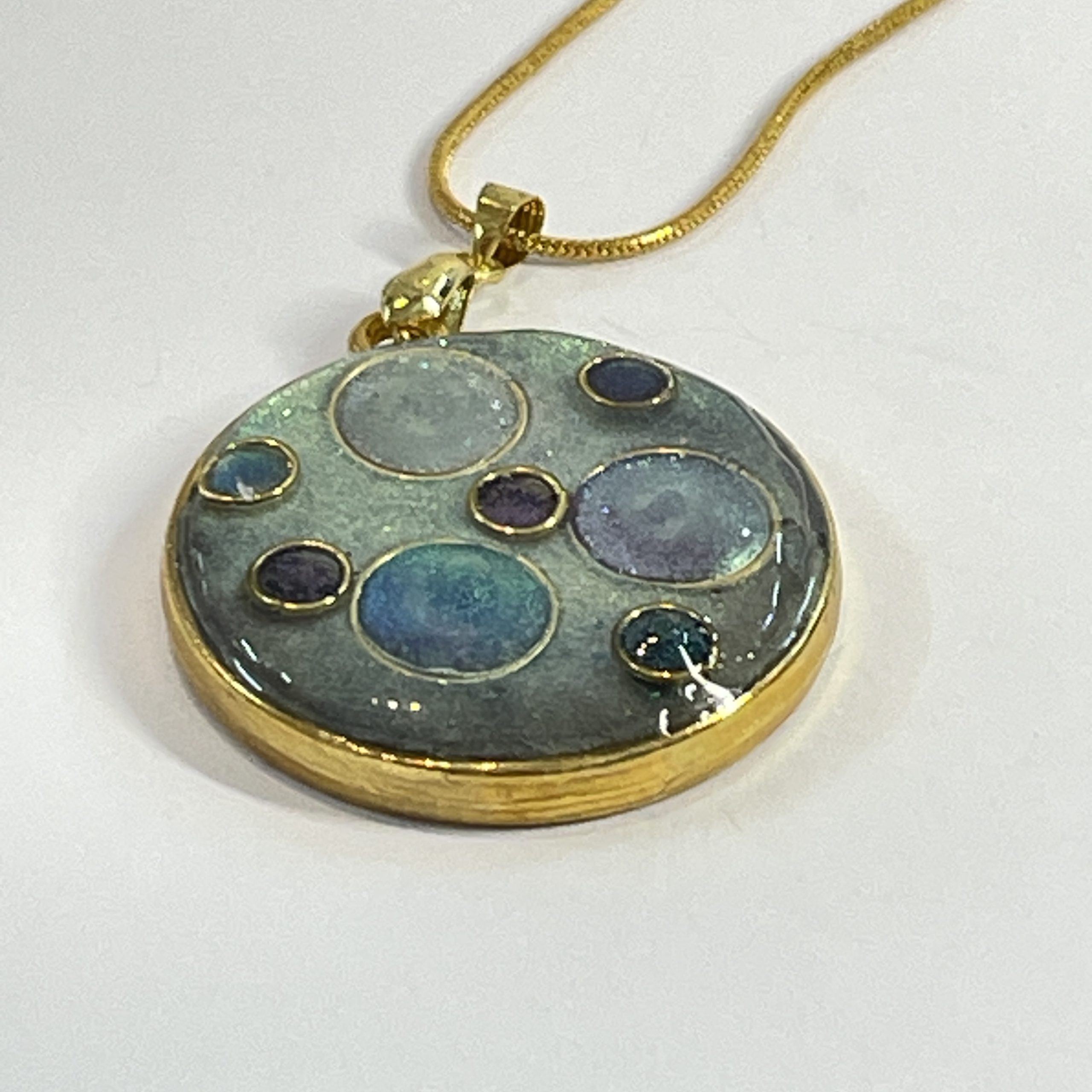 Multi cell green bubble pendant NZ hand made jewllery