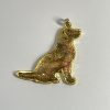 Hand made pendant featuring a gold-coloured labrador dog filled with brown and gold coloured inks