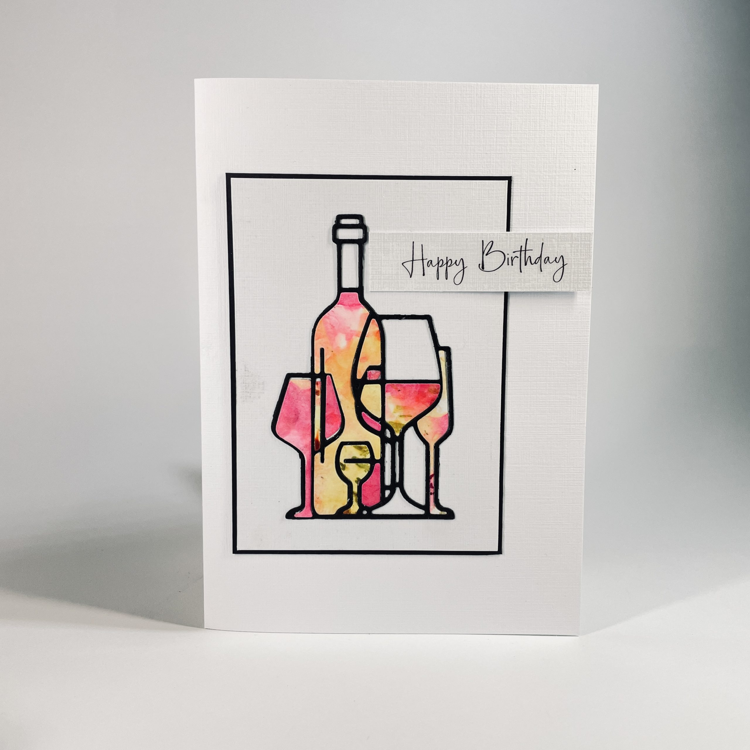 Card: Happy Birthday card with wine bottle and wine glasses - Tauranga ...