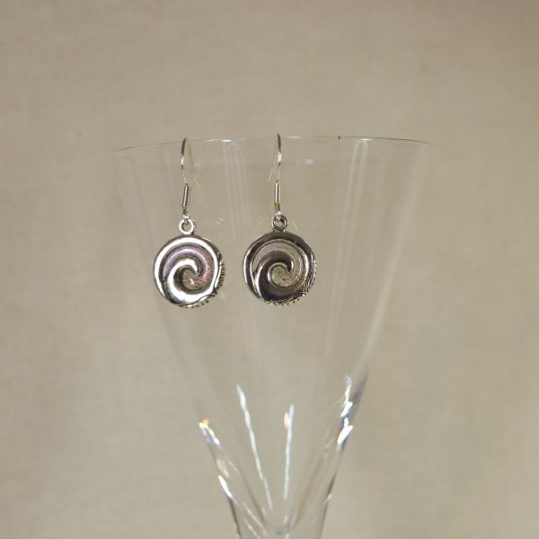 NZ Hand made earrings, silvery spirals with SS925 hooks