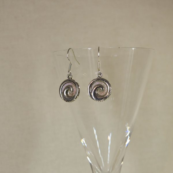 NZ Hand made earrings, silvery spirals with SS925 hooks