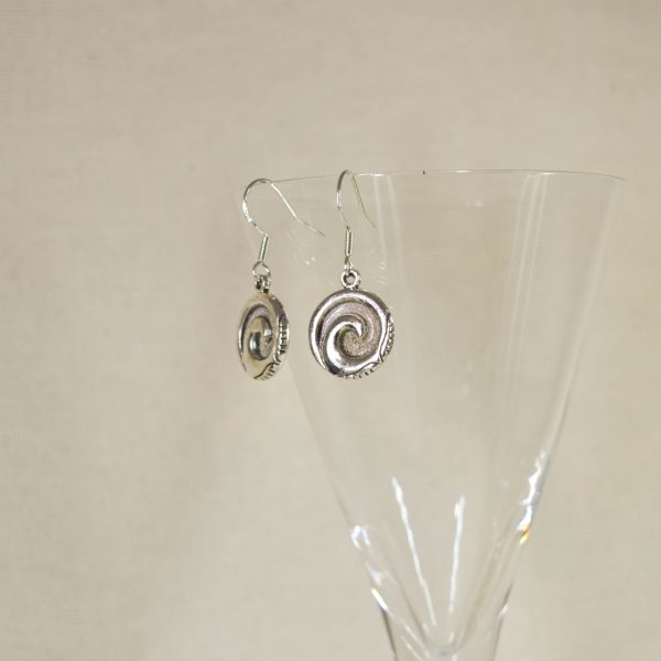 NZ Hand made earrings, silvery spirals with SS925 hooks