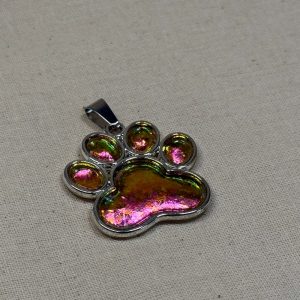 Jewellery: hand made pendant charm featuring a colour-shifting pet paw