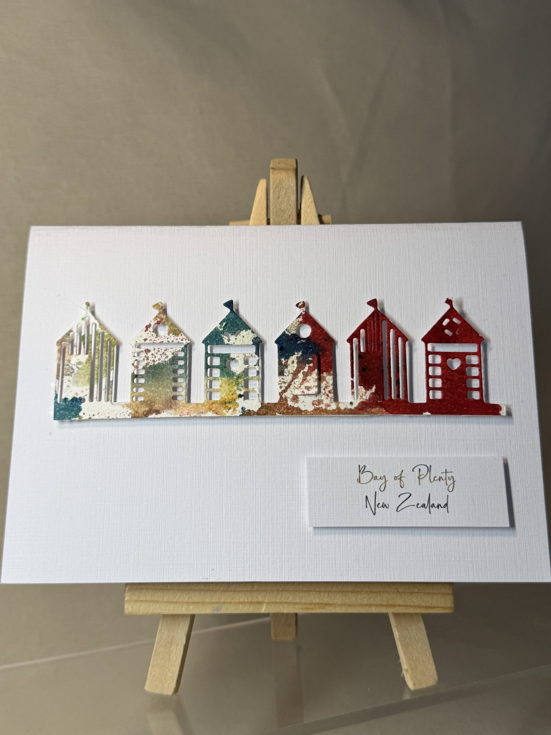 Bay of Plenty Greeting Card Hand Made Beach Huts