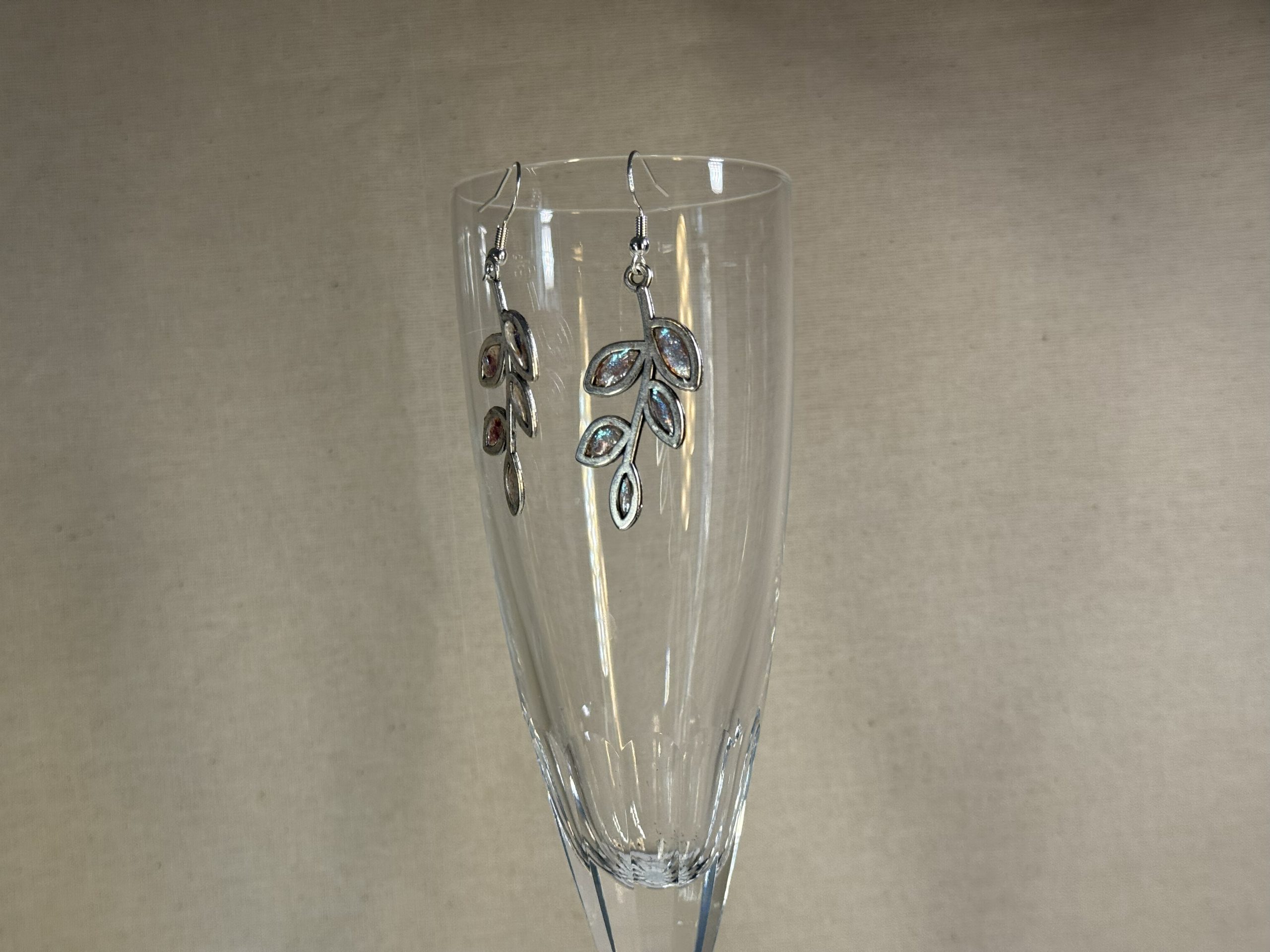 Silvery colour shift twig earrings