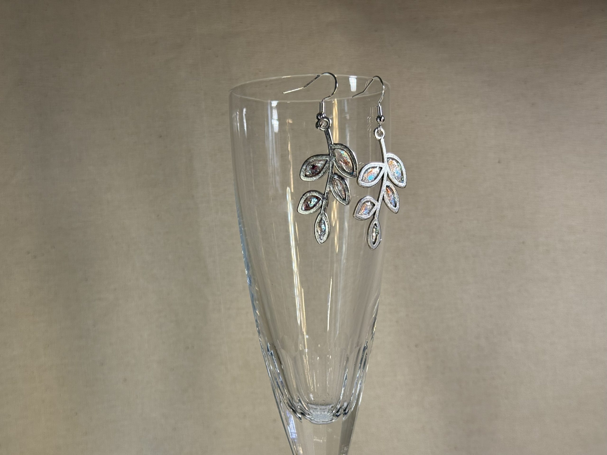 Silvery colour shift twig earrings