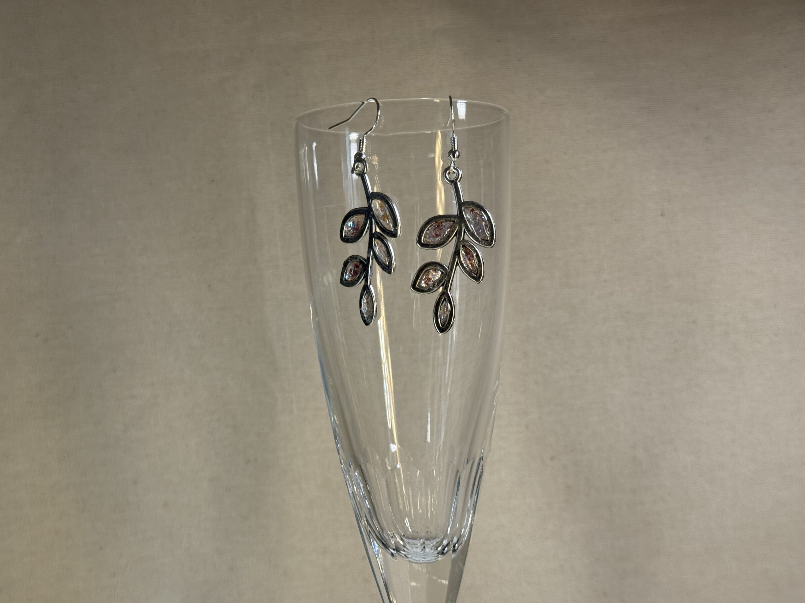 Silvery colour shift twig earrings