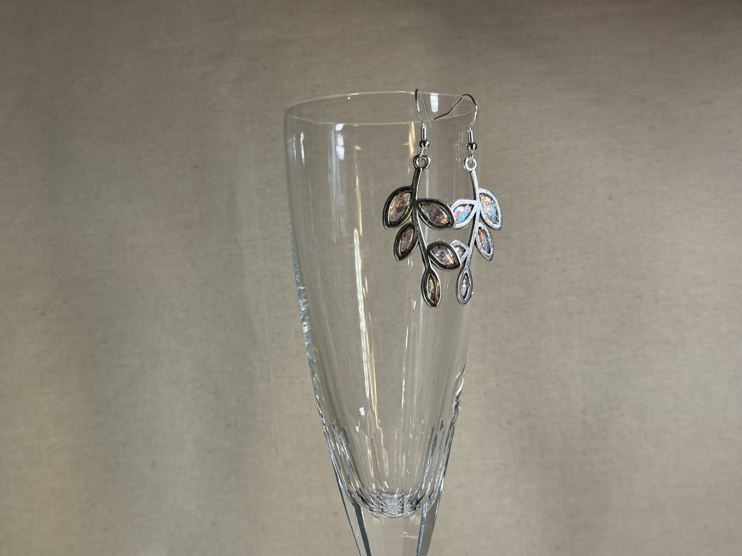 Silvery colour shift twig earrings