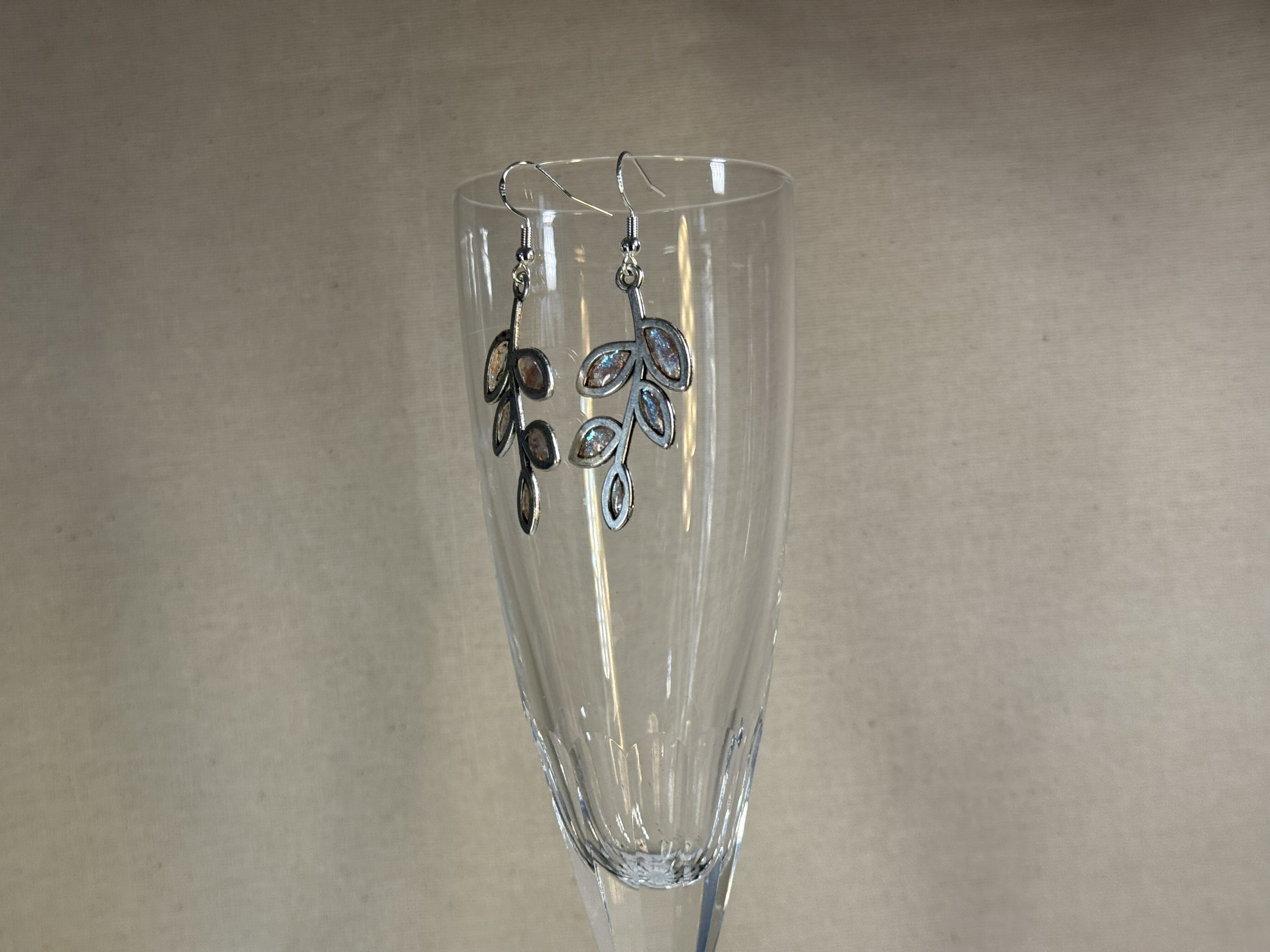 Silvery colour shift twig earrings