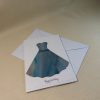 Hand made greeting card featuring floaty embossed and hand painted dress Hand made greeting card featuring floaty embossed and hand painted dress