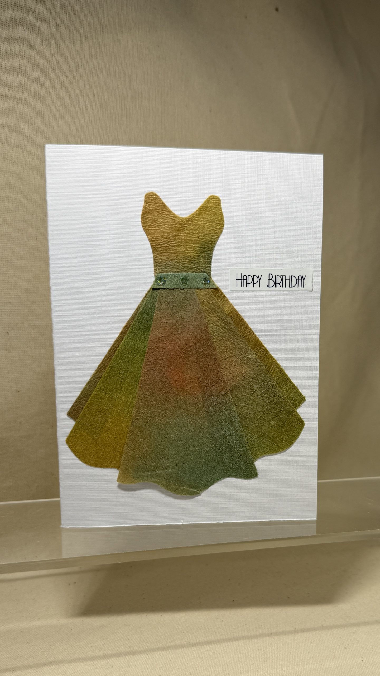 Happy Birthday Card featuring hand painted paper dress