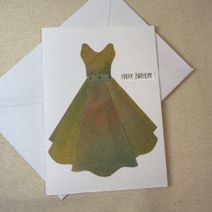 Happy Birthday Card featuring hand painted paper dress