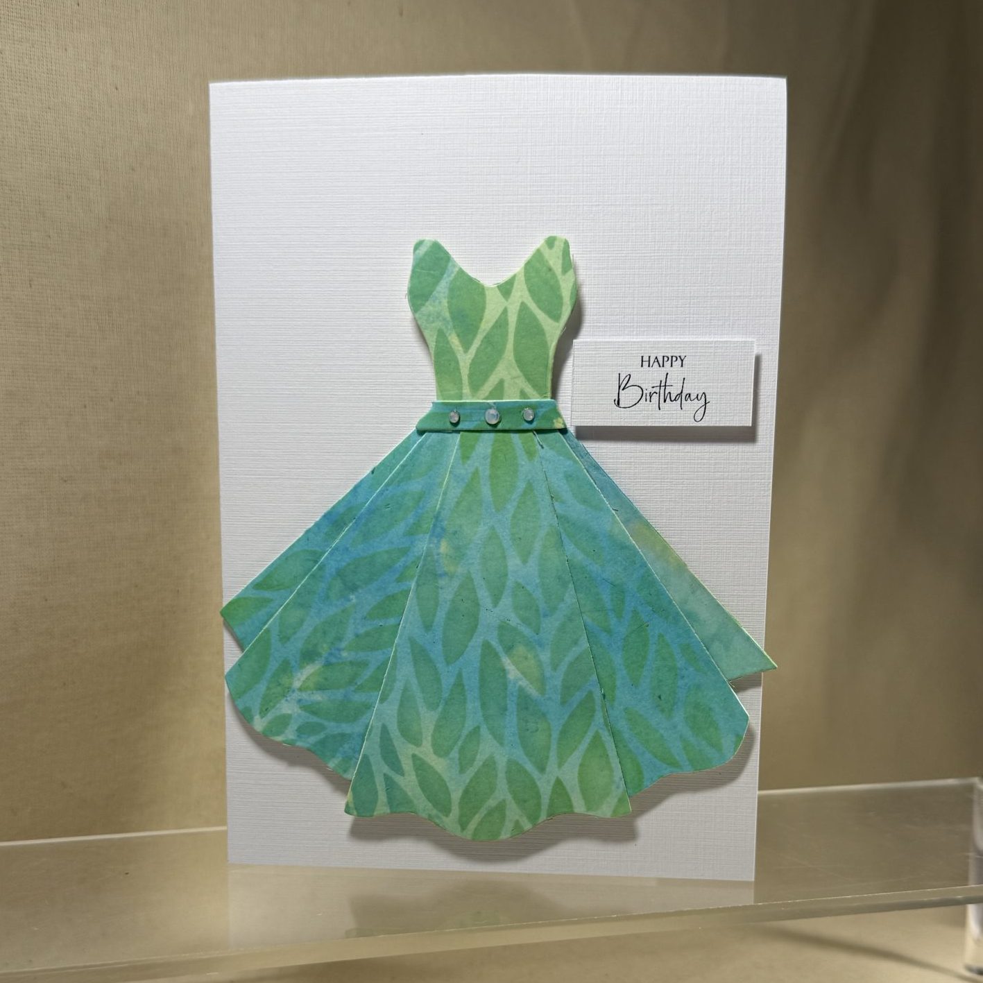 Hand painted dress happy birthday card