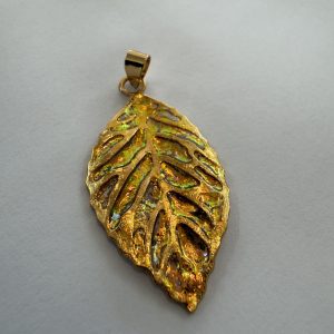 Jewellery: hand made pendant charm featuring a colour-shifting leaf