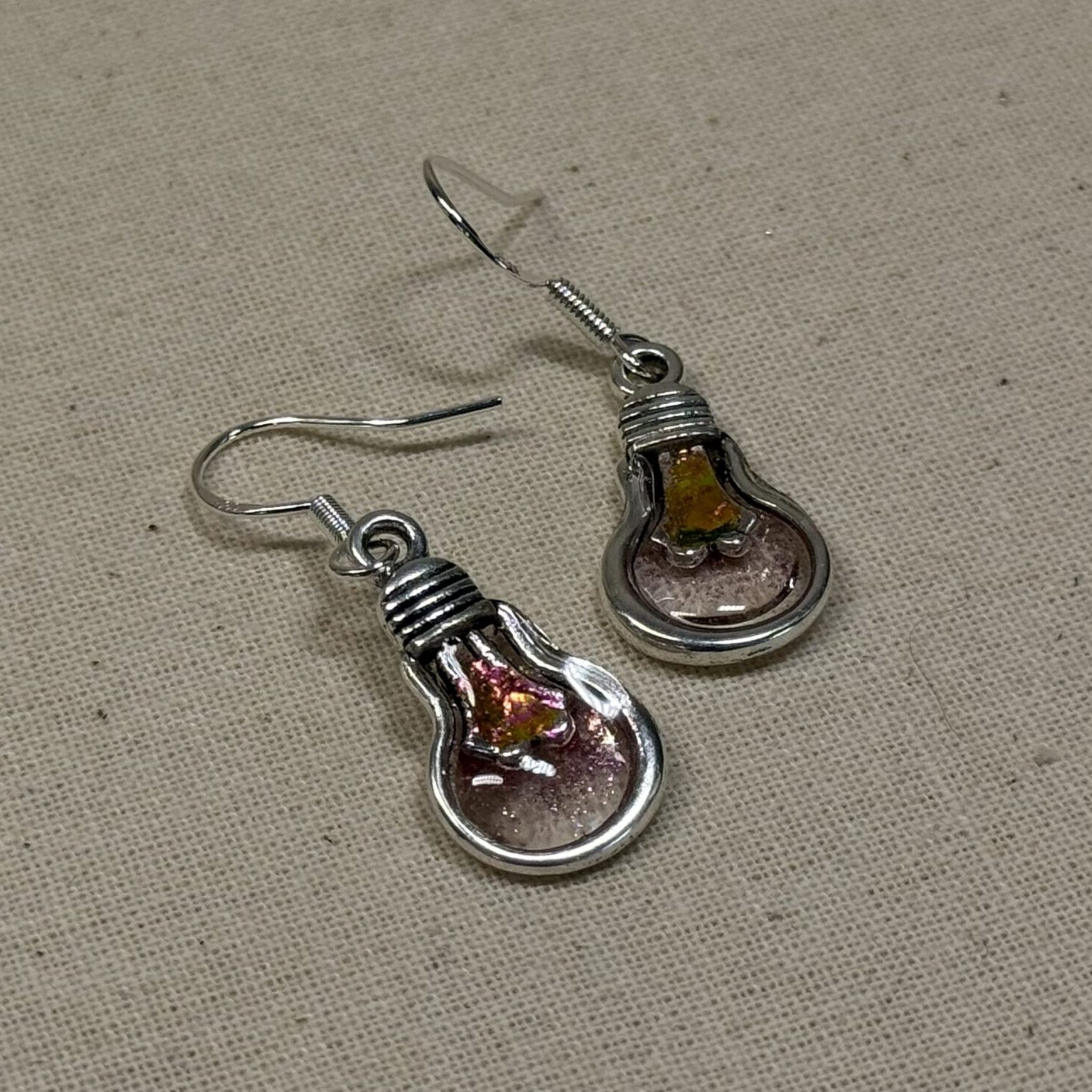Silvery light bulb earrings 925 silver hooks Silvery light bulb earrings 925 silver hooks