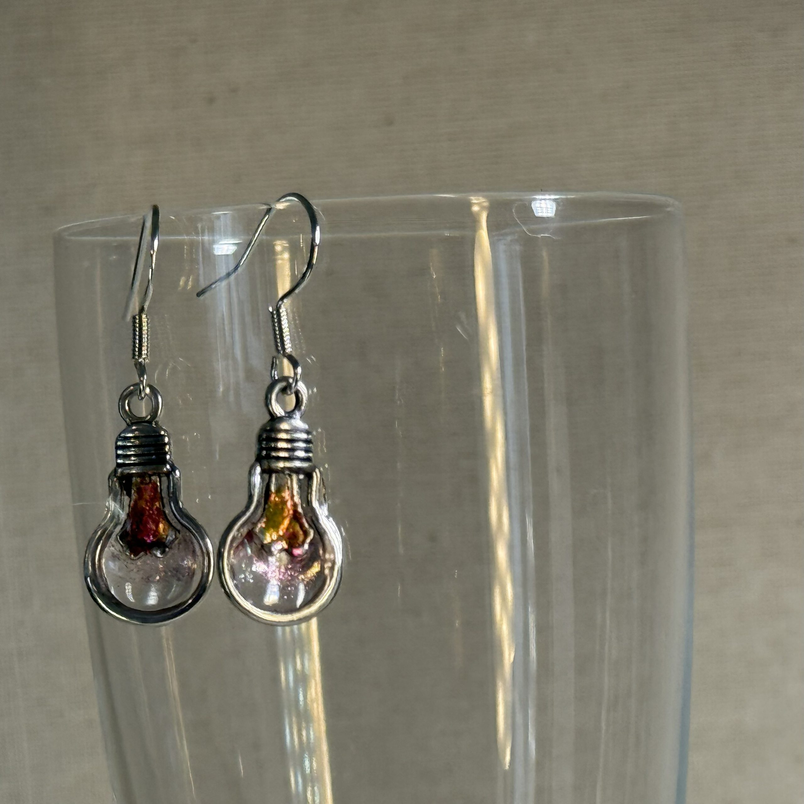 Silvery light bulb earrings 925 silver hooks Silvery light bulb earrings 925 silver hooks