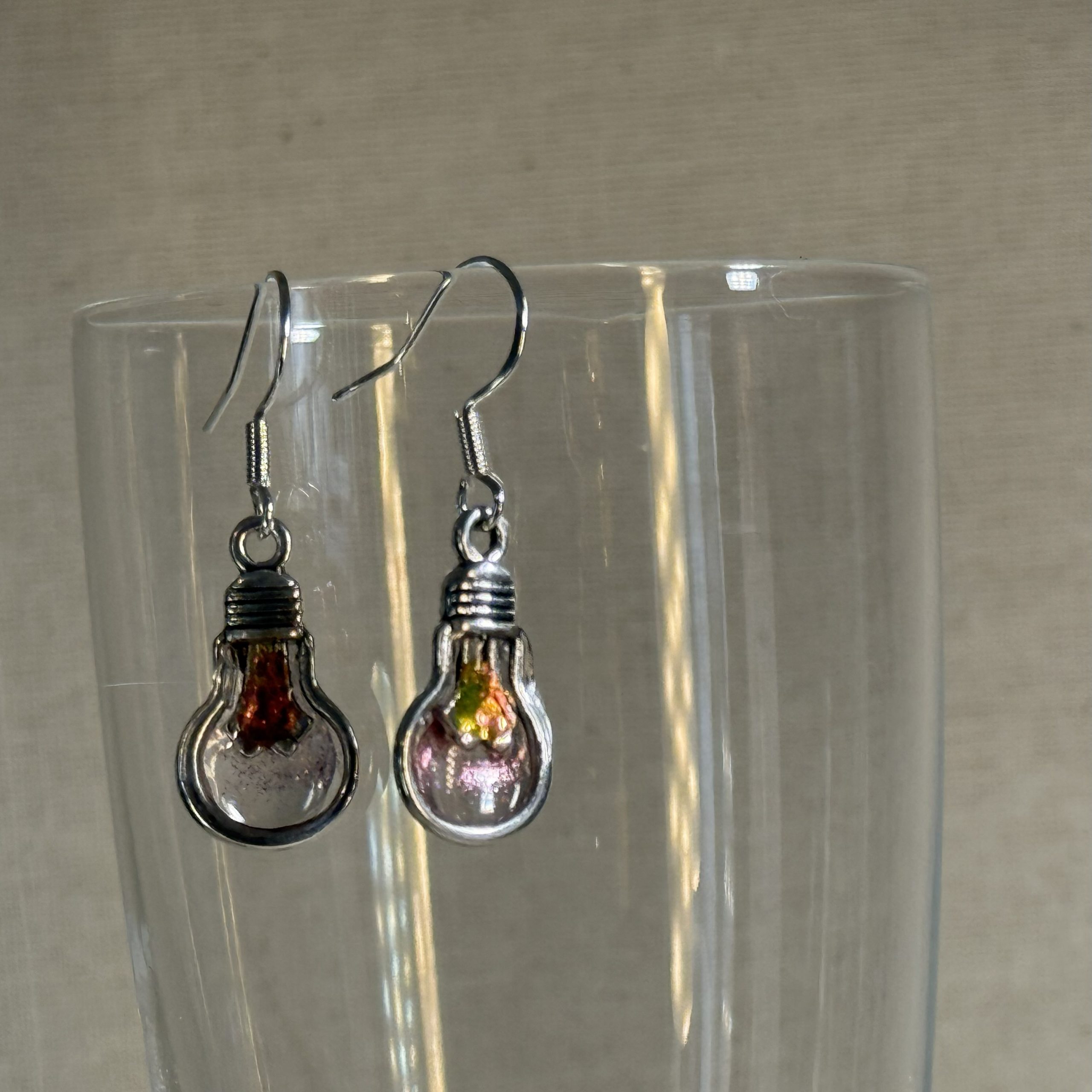 Silvery light bulb earrings 925 silver hooks Silvery light bulb earrings 925 silver hooks