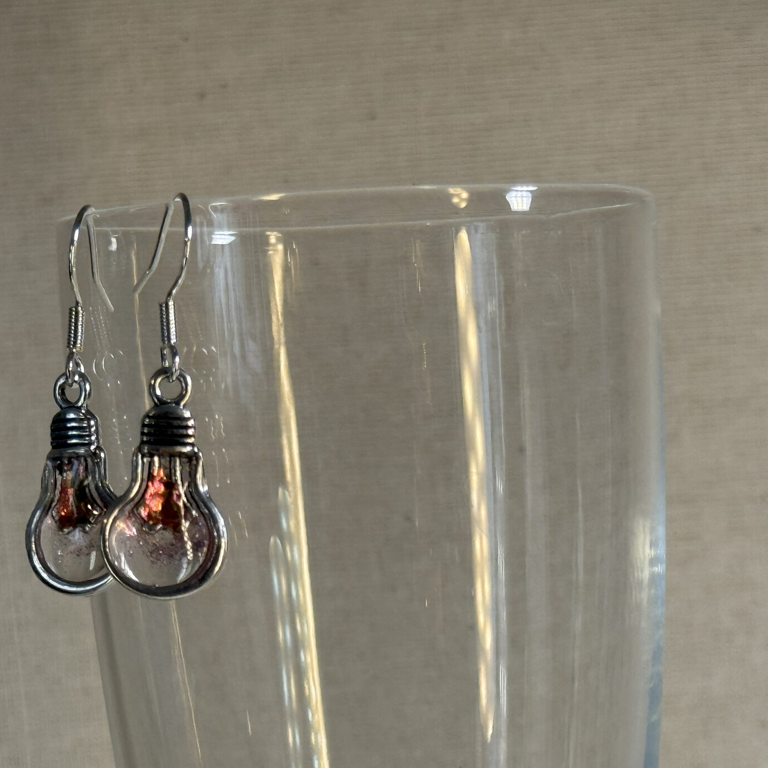 Silvery light bulb earrings 925 silver hooks Silvery light bulb earrings 925 silver hooks