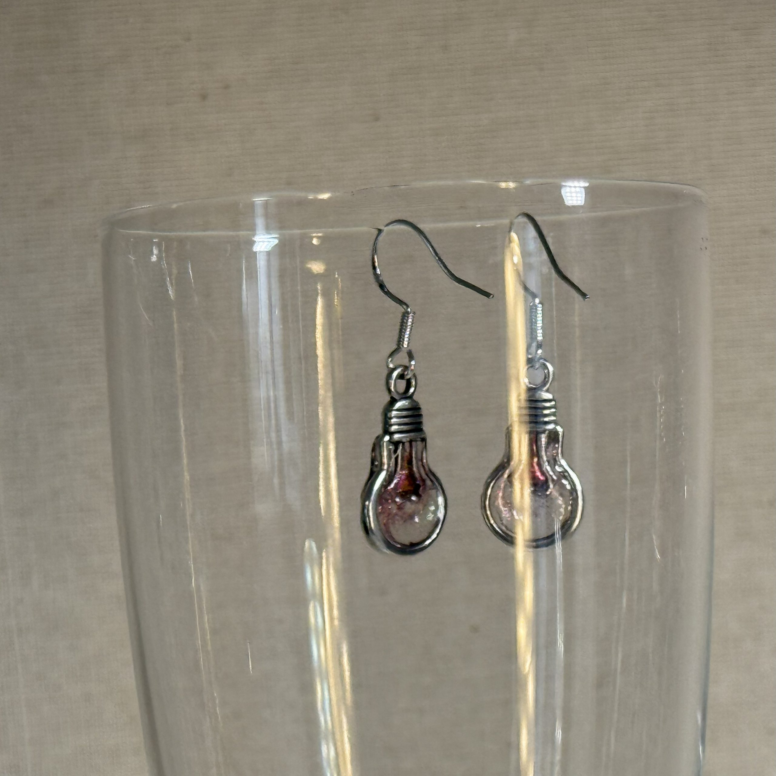 Silvery light bulb earrings 925 silver hooks Silvery light bulb earrings 925 silver hooks