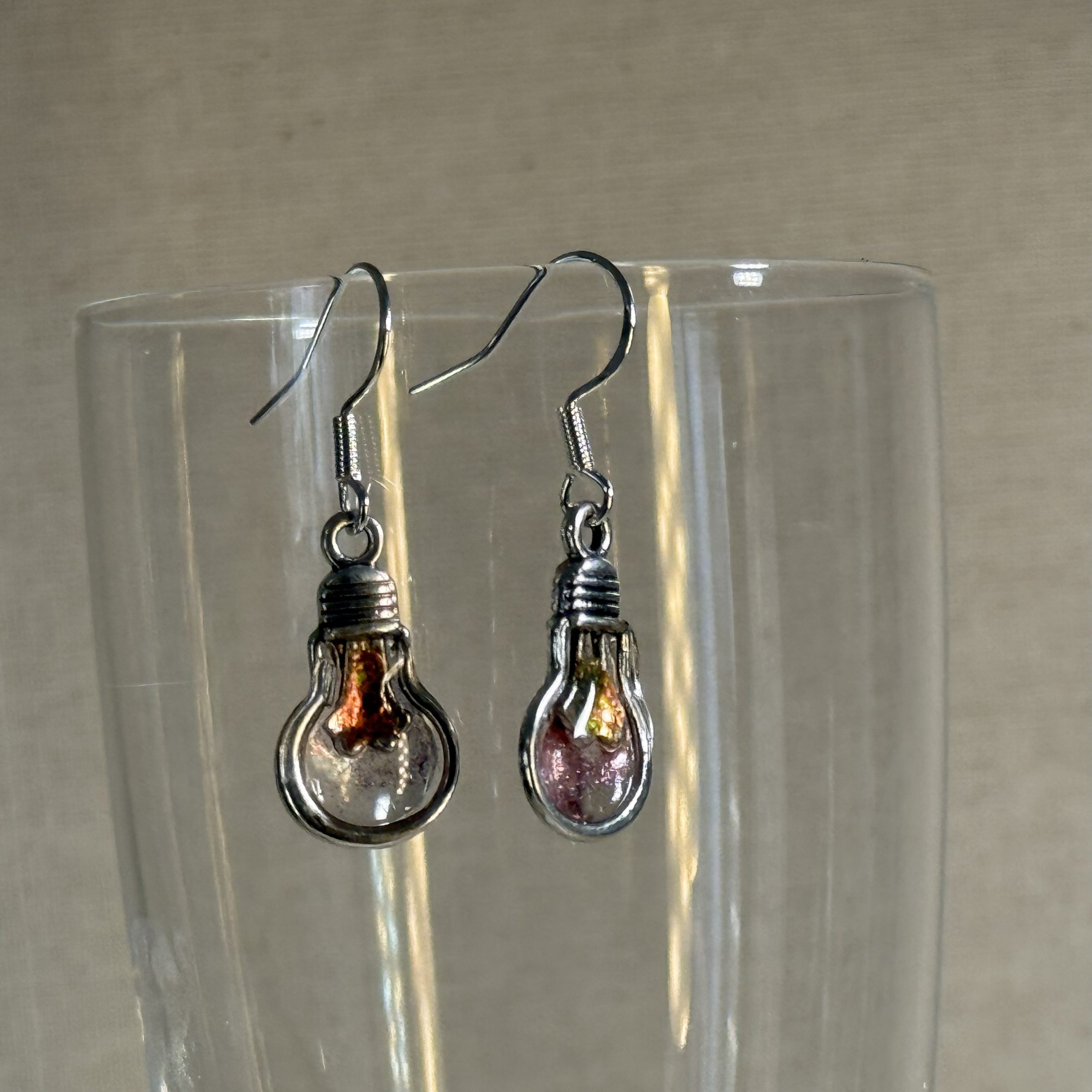 Silvery light bulb earrings 925 silver hooks Silvery light bulb earrings 925 silver hooks