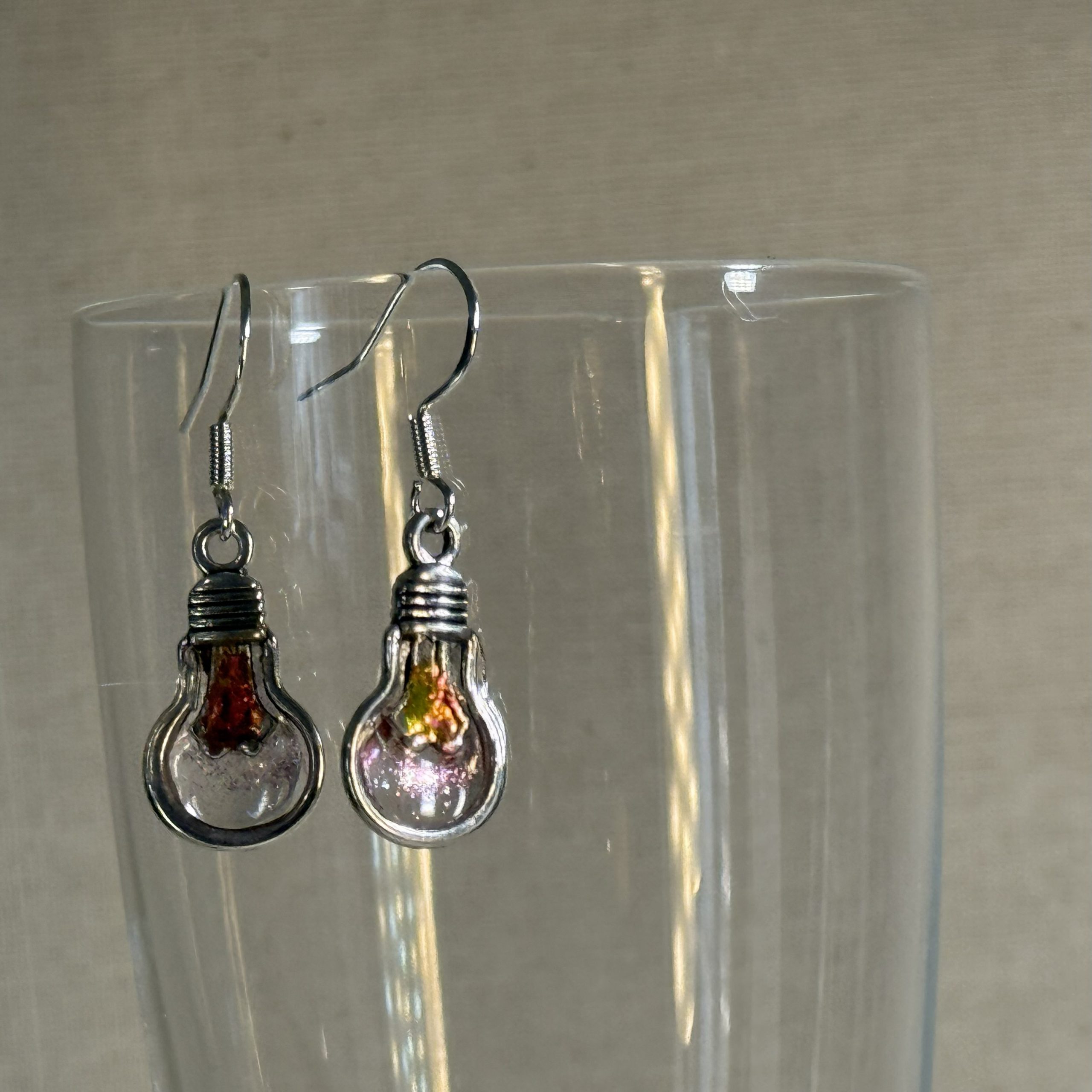 Silvery light bulb earrings 925 silver hooks Silvery light bulb earrings 925 silver hooks