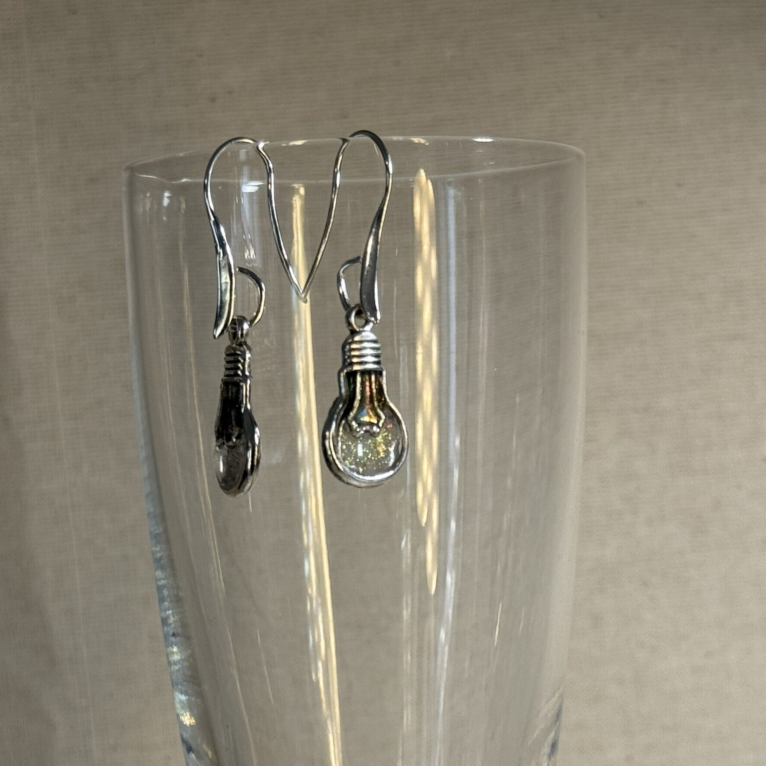 Mini light bulb earrings on metal hooks Mini light bulb earrings on metal hooks