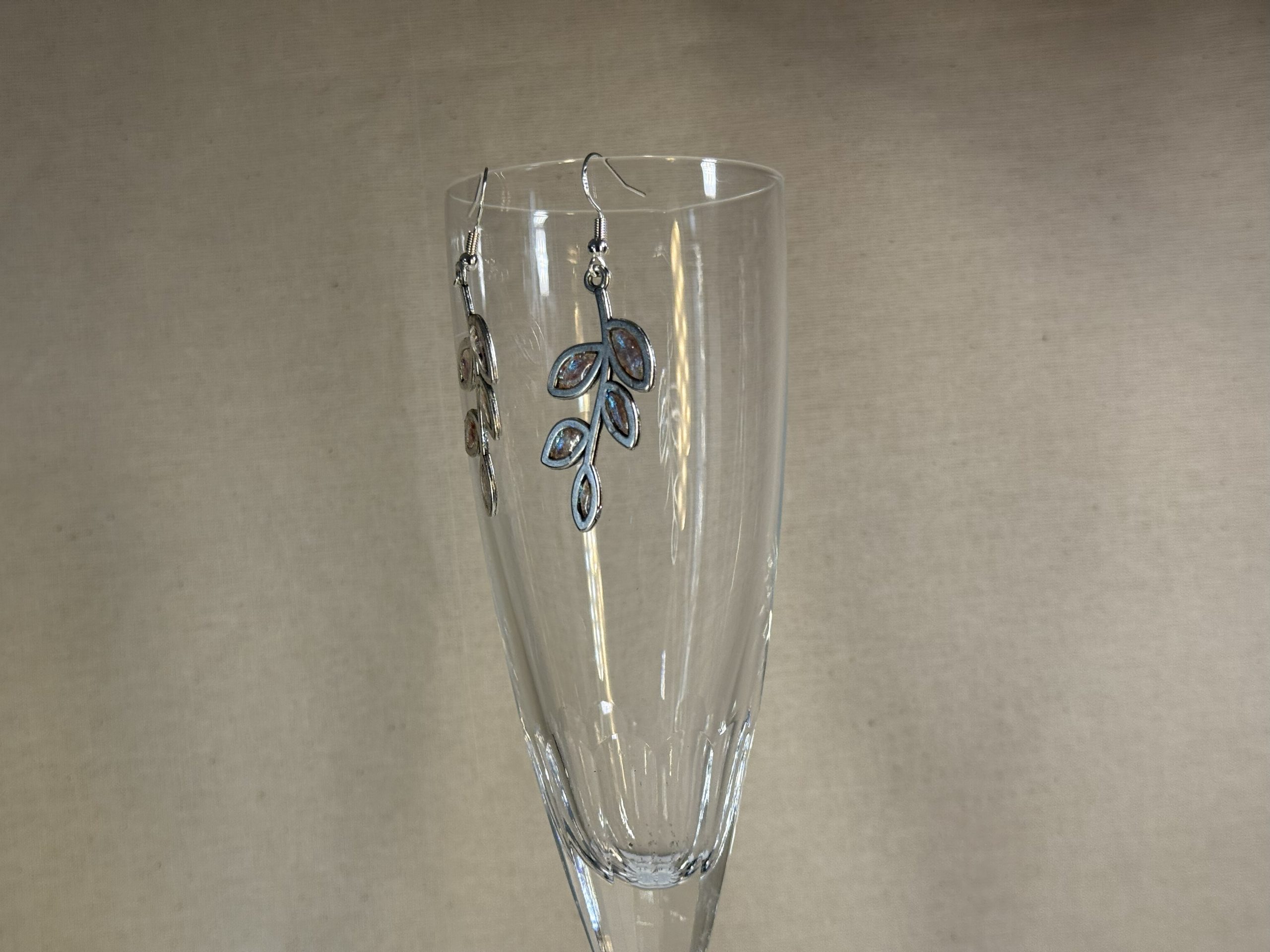 Silvery colour shift twig earrings