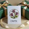 Purple tulip greeting card