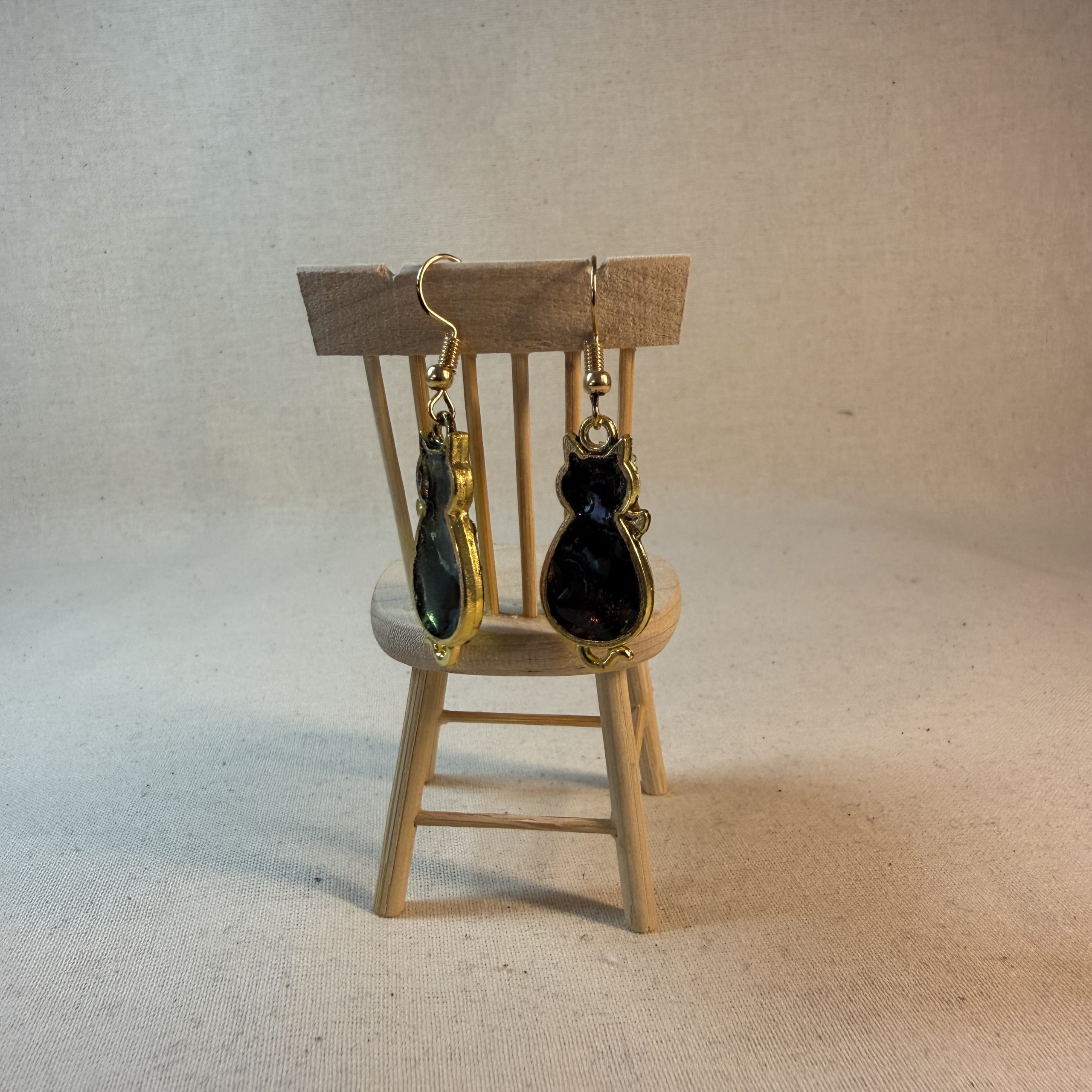 Hand made cat earrings, art for ears, miniature cat earrings Hand made cat earrings, art for ears, miniature cat earrings