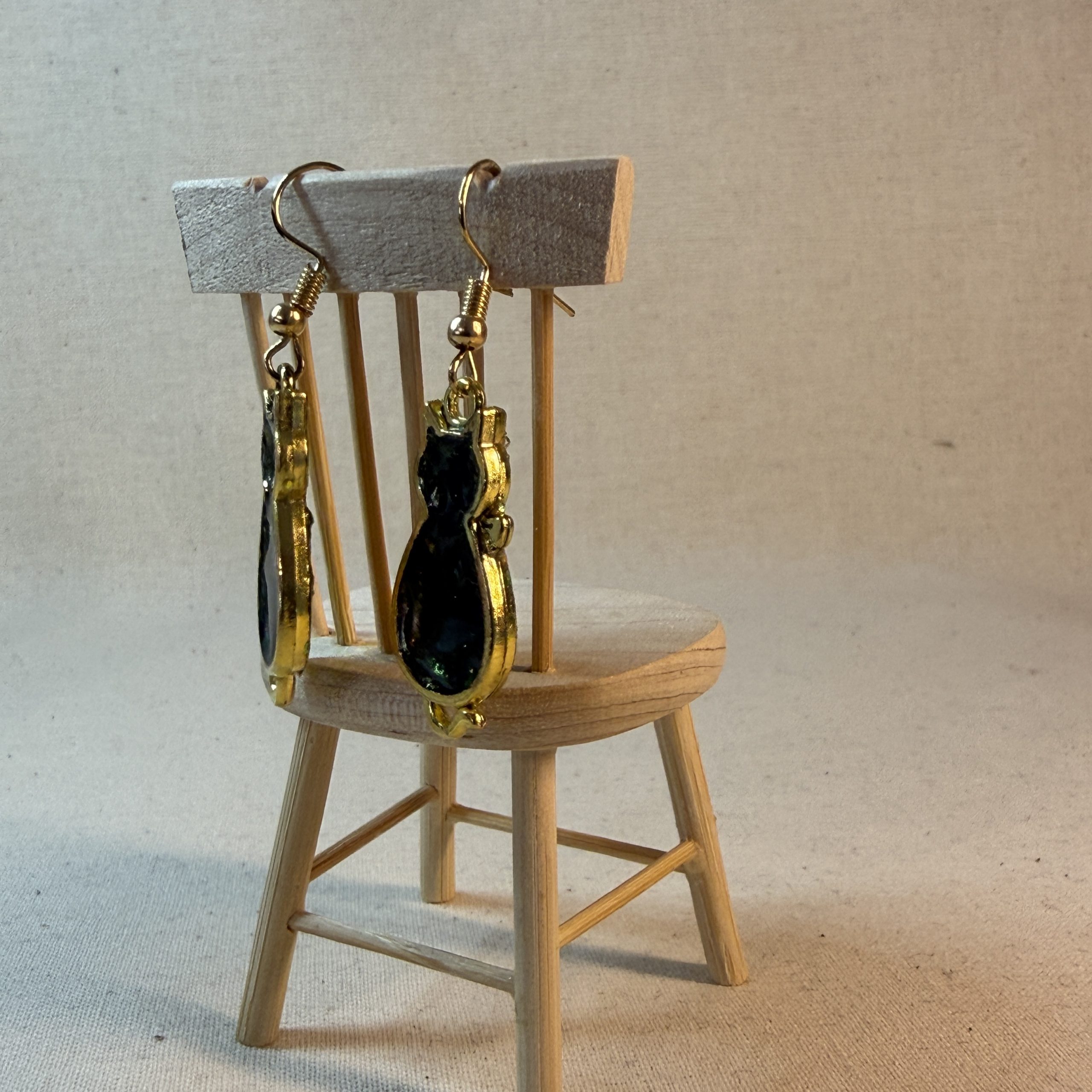 Hand made cat earrings, art for ears, miniature cat earrings Hand made cat earrings, art for ears, miniature cat earrings