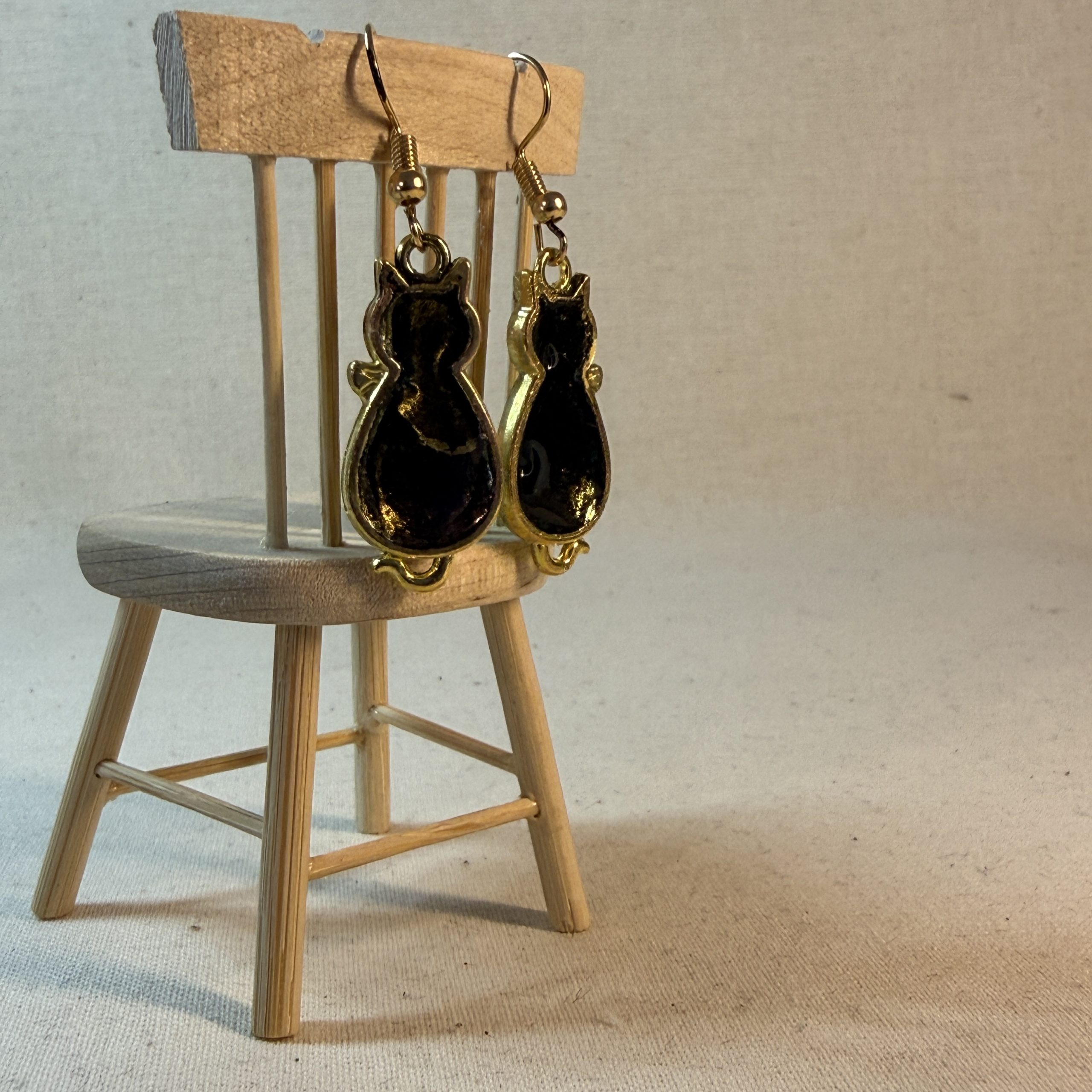 Hand made cat earrings, art for ears, miniature cat earrings Hand made cat earrings, art for ears, miniature cat earrings