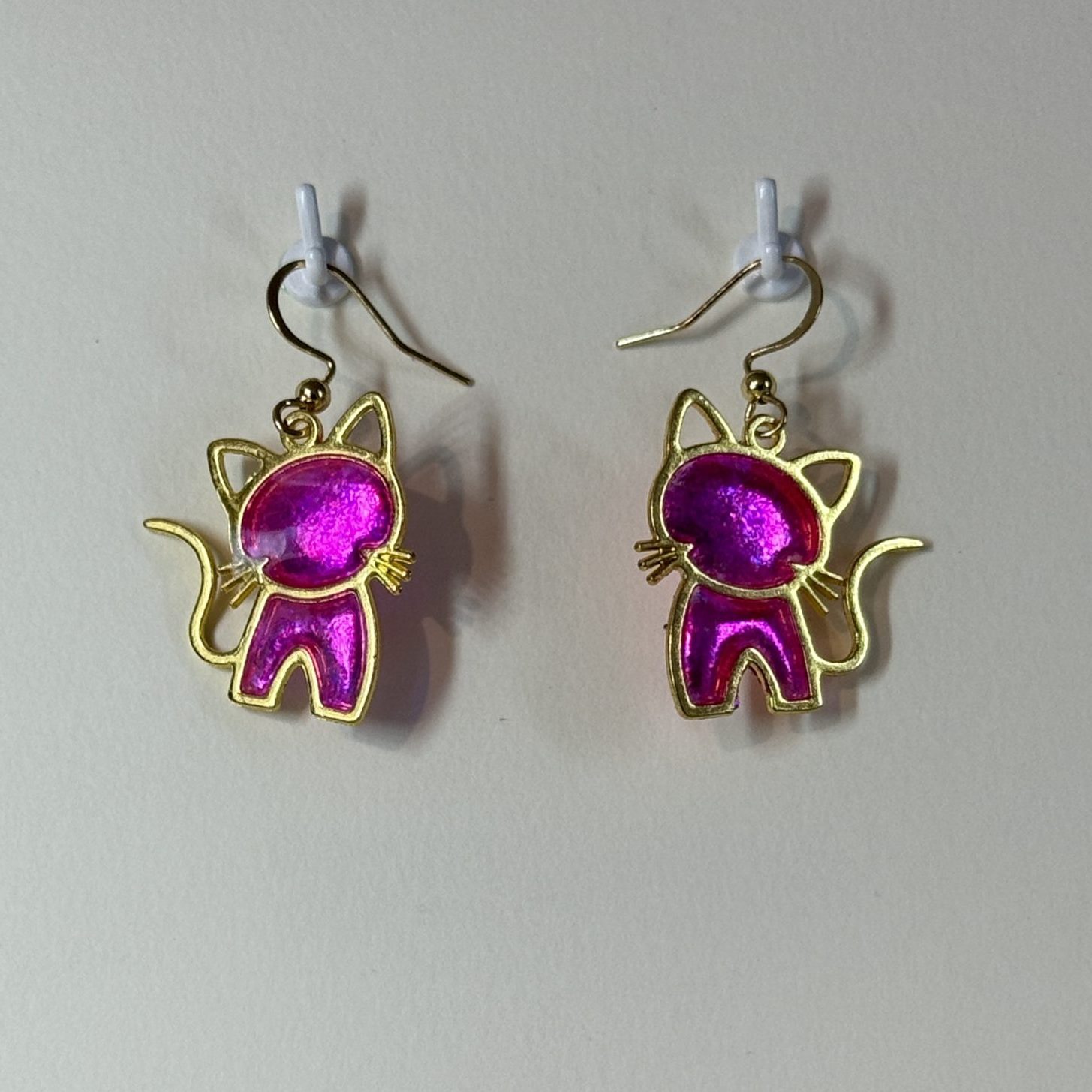 Hand made cat earrings, art for ears, miniature cat earrings